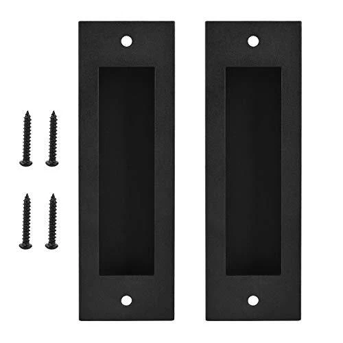 6.5" 2 Pack Sliding Barn Door Handle Heavy Duty Finger Pull Set Grab Carbon Stee