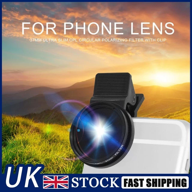 37mm Ultra Slim CPL Circular Polarizing Filter with Clip for Phone Lens