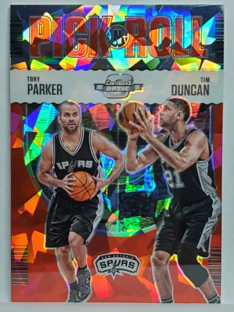 2020-21 Panini Contenders Optic Pick N Roll Tony Parker/Tim Duncan Cracked Ice