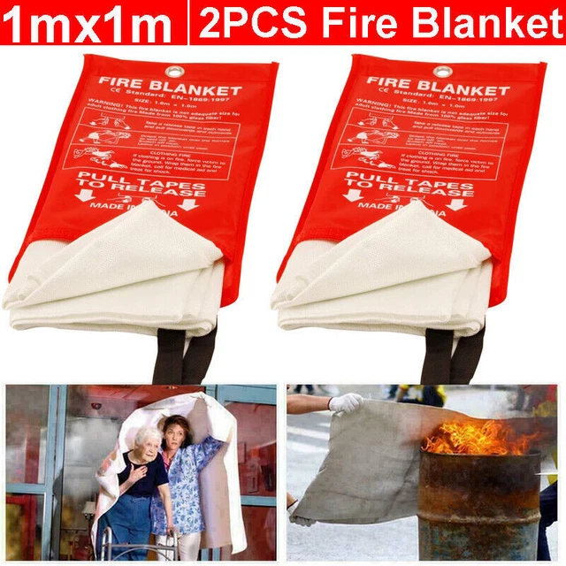2PCLARGE FIRE BLANKET Fireproof For Home Kitchen Office Caravan