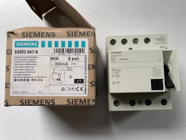 Siemens 5SM3 647-6 Fehlerstromschutzschalter 4 -Polig