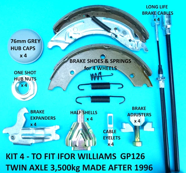 BRAKE SHOES, CABLES & Service Kit for GP126 3,500kg IFOR WILLIAMS