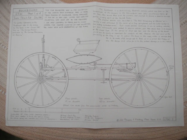 Planos John Thompson del Buckboard a escala modelo (4 hojas)