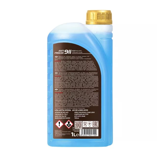 5 (5x1) Liter PEMCO ANTIFREEZE 911 Frostschutz Fertiggemisch blau (-40°C) 3