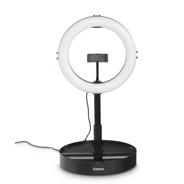 Hama LED Ring Light with Tripod Mobile Phone Foldable (10.2 Inch Ring Light, 26.