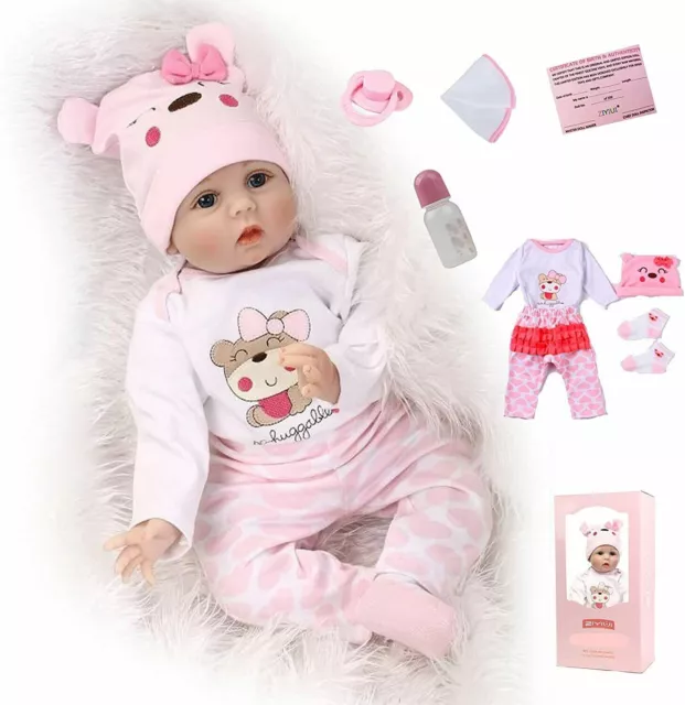 55cm Reborn Baby Puppe Lebensecht Handgefertigt Weich Silikon-Vinyl Geschenk DHL