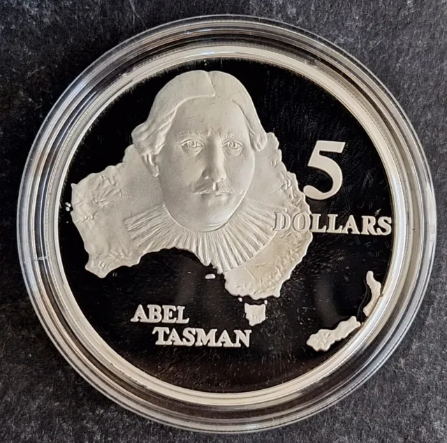 1993 Australia Explorers : Abel Tasman 1oz Silver (.925) $5 coin