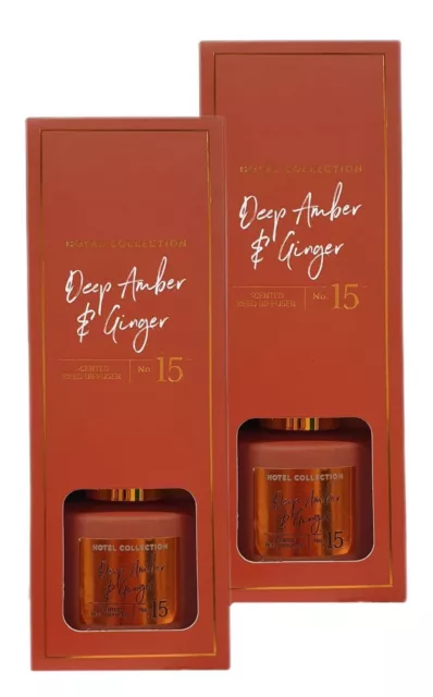 Hotel Collection No 15 Deep Amber & Ginger Scented Reed Diffuser Matt Glass X2