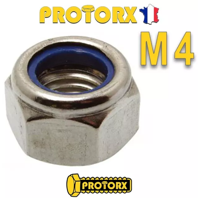 4x Ecrou frein NYLSTOP - M10 - INOX A2 - DIN 985 - Indésserable