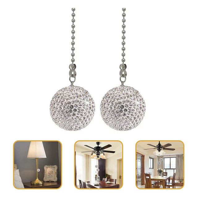2 piezas Cadena de luces de ventilador para colgar pedrería cadenas de lámparas de mesita de noche White
