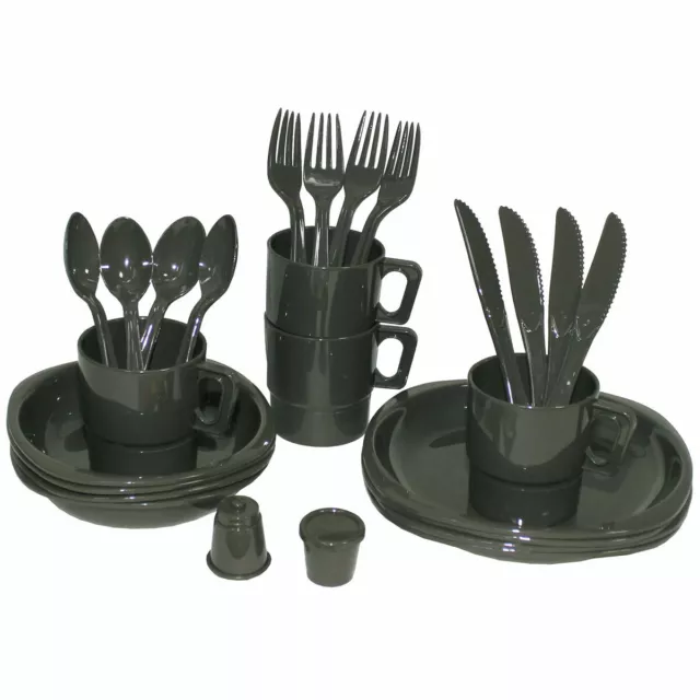 Camping Kunststoffgeschirr 4 Personen 26 Teile Outdoor Geschirrset Besteck Set