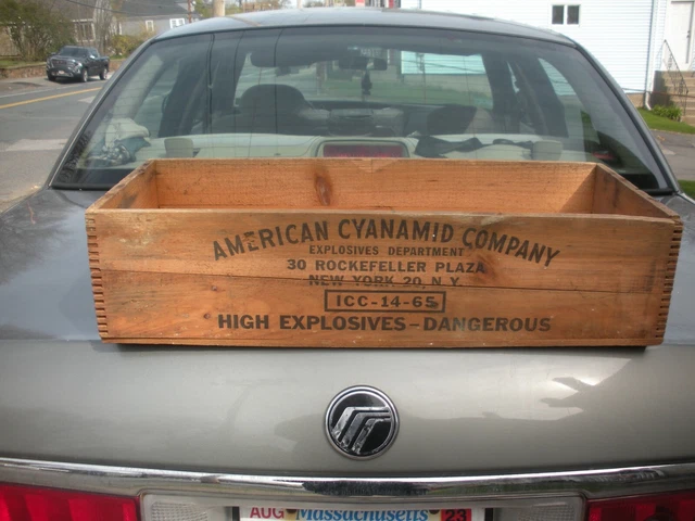 Vtg American Cyanamid Company Wood Explosives Shipping Crate 30 Rock Plaza NY 2