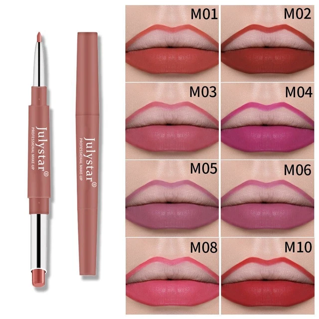 Matte Lippenstift Bleistift Lip Liner Stift 2 IN 1 Lippenstift Lip Liner