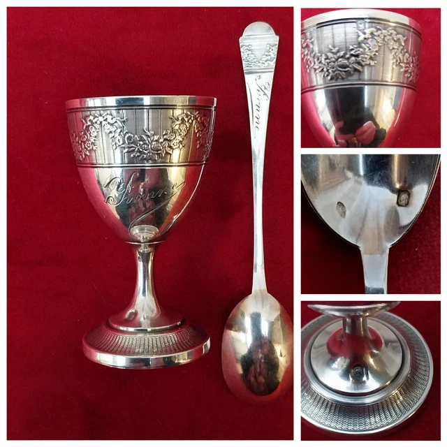 RARE Ancien Coquetier Argent & Vermeil Poinçon Minerve 1er Titre Olier Caron 06 Gsb