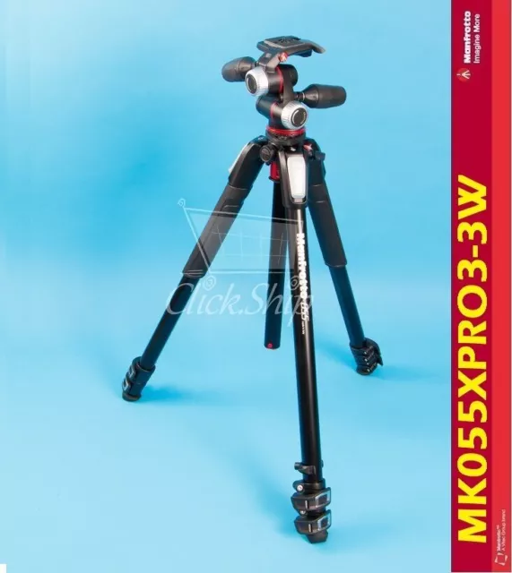 Manfrotto MT055XPRO3 Tripod with MHXPRO-3W 3-Way Pan/Tilt Head # MK055XPRO3-3W