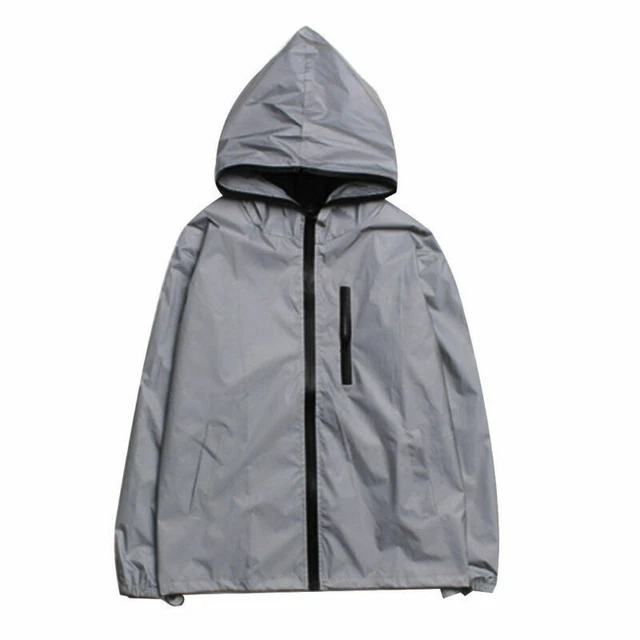 Men's  3M Reflective Jacket Waterproof Cycling Motorcycle Night Safe Coat Hoodie
