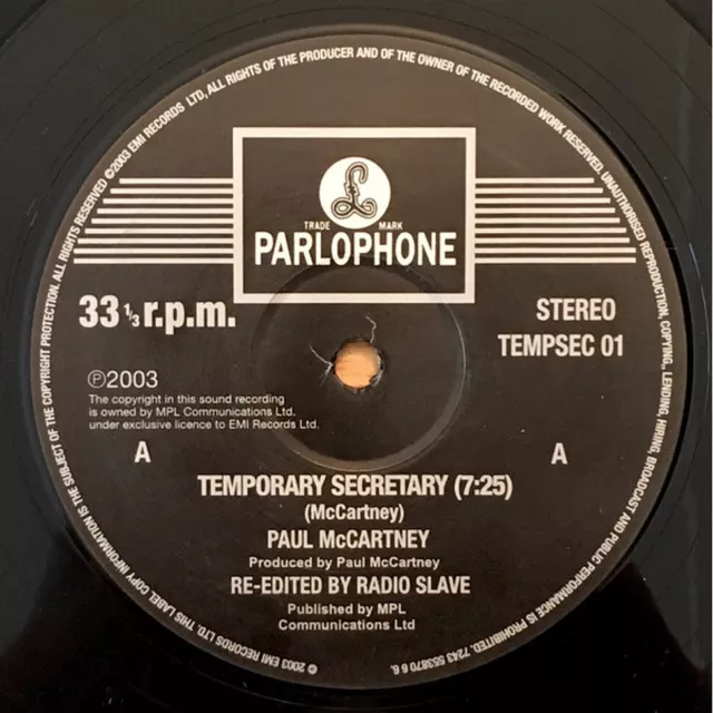 Paul McCartney - Temporary Secretary (Vinyl 12" - 1980 - UK - Reissue)