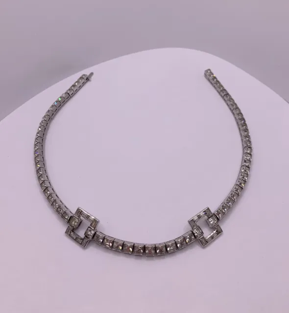 Vintage Dorsons Sterling Silver Rhinestone Choker Necklace 45.8g