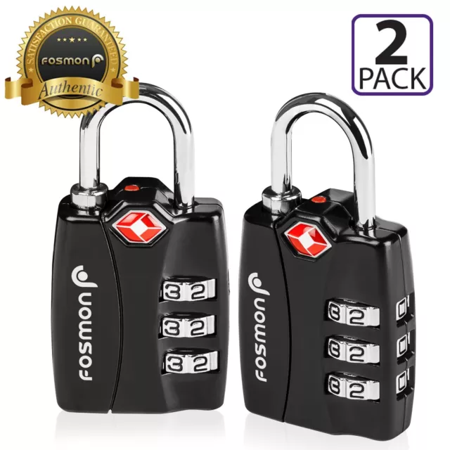 2xTSA Approve 3 Digit Combination Travel Suitcase Luggage Bag Lock Padlock Reset