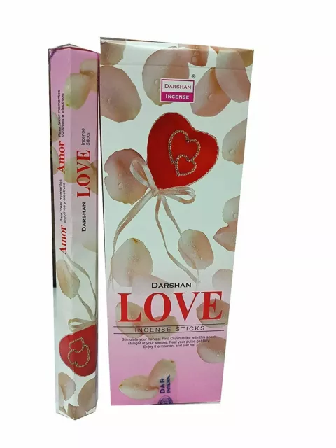 Darshan Love Bâtons d'Encens Parfum Naturel AGARBATTI Lot de 6 de 20 Bâtons