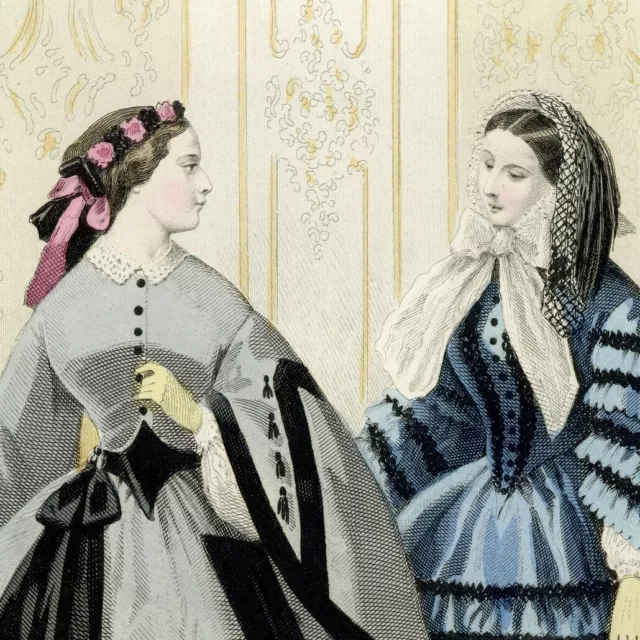 Les Modes Parisiennes Dress Ladies Couture Engraving Original 19th Century