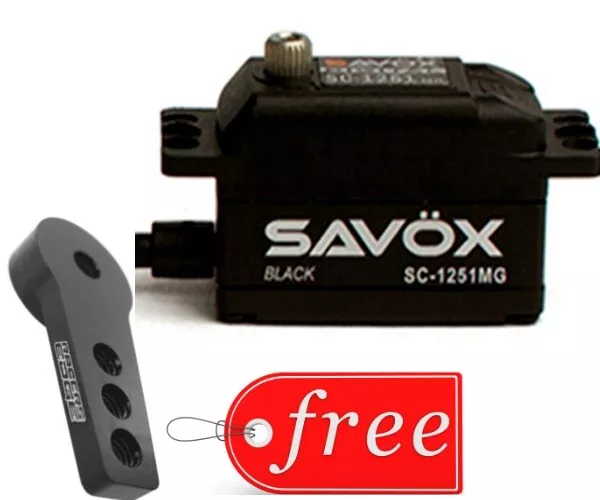 Savox SC1251MG-BE Black Edition Low Profile Digital Servo + FREE Aluminum Horn