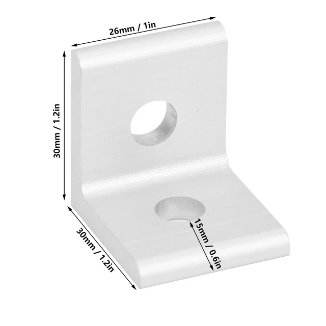 (3030-2 Hole)Corner Brace Heavy Duty Metal Angle Brackets Aluminum L Shape For