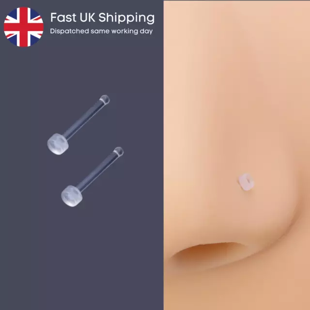 Invisible Clear Nose Stud. See Through Nose Stud. Transparent Nose Retainer