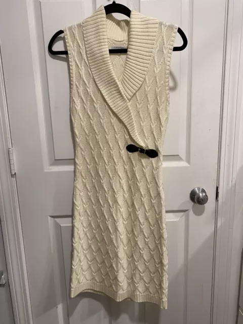 calvin klein sleeveless sweater dress Cream Small