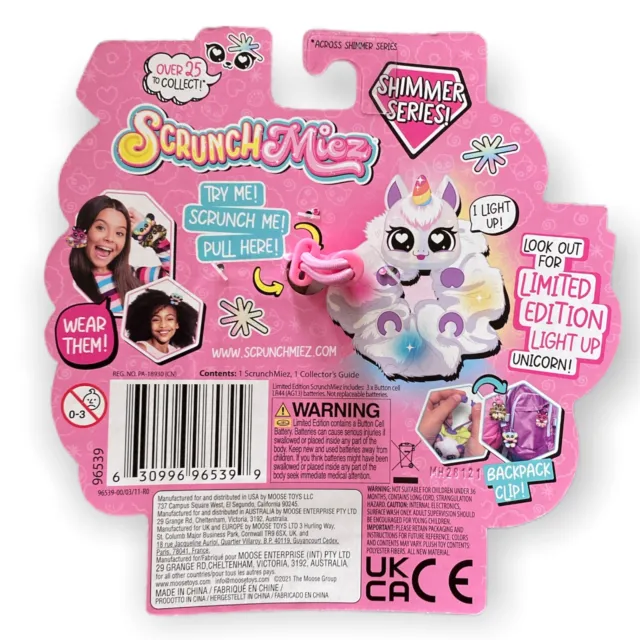 Scrunchmiez Shimmer Series Kouture Cat Purple Hair Scrunchy Backpack Clip NEW 2
