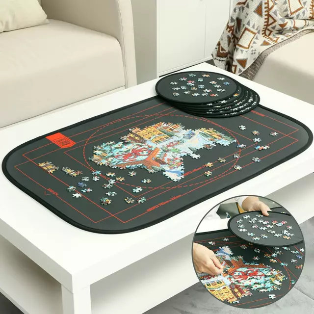 Foldable Jigsaw Puzzle Board Large Portable Mat | For 500 & 1000 Pieces, Grey