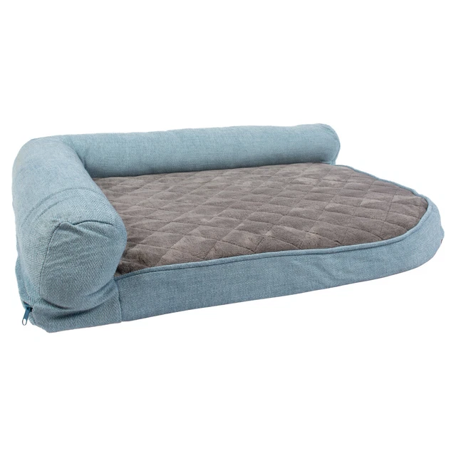 Duvo+ Lit Mousse Tweed Ciel Bleu / Noir pour Chats, Différentes Tailles, Neuf