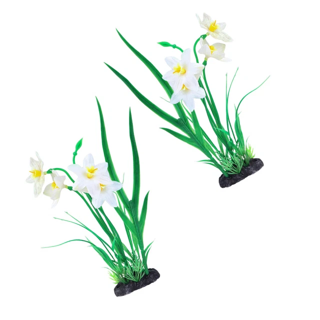 Plástico Narciso Acuario Planta Decoración Hierba Artificial Acuario Planta Agua