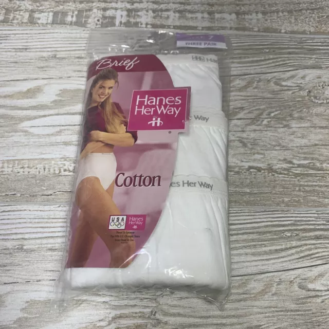 HANES HER WAY White Silky Smooth High Waisted Nylon Panties Womens