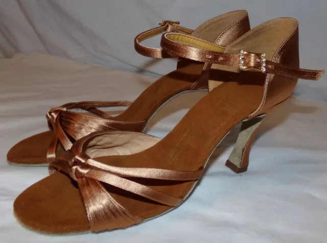 International Dance Shoes Womens 6 1/2 6.5 Metallic Bronze Heels Latin Ballroom