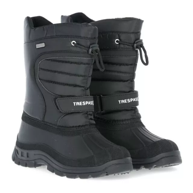 Trespass Dodo Youth Kids Water Resistant Snow Boots in Black Winter Warm