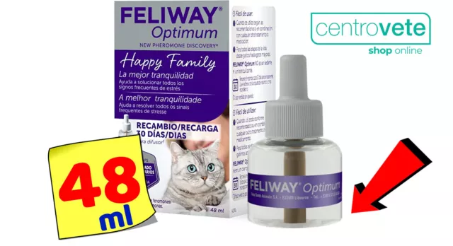 Ceva FELIWAY OPTIMUM - Ricarica da 48 ml → Combatte lo Stress e Ansia nei GATTI