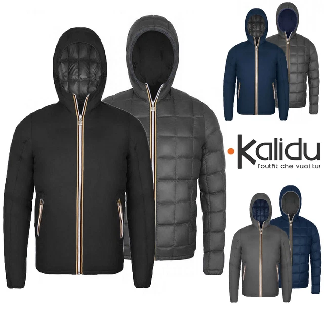 Piumino Uomo Invernale Giubbotto Double Face Giubbino Cappuccio Casual Slim Fit