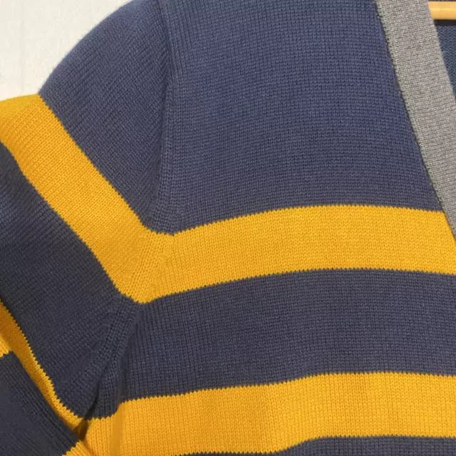Tommy Hilfiger Cardigan Sweater Size XL Blue Yellow Stripes Button Up 2