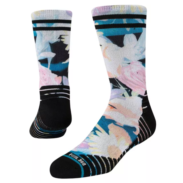 STANCE Butter Blend Tendency Performance Crew Socks sz Large (9-13) Black Floral