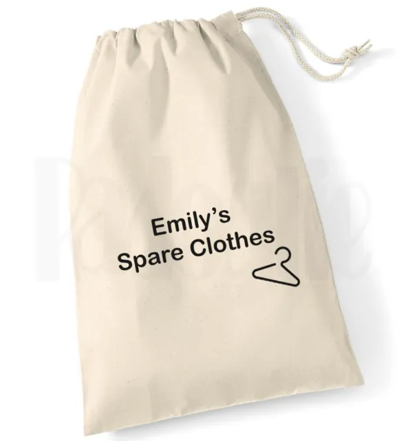 Personalised Childrens 'Spare Clothes' Bag- Drawstring Cotton Canvas Bag