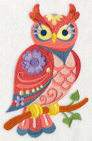 Embroidered Sweatshirt - Flower Power Owl L4009