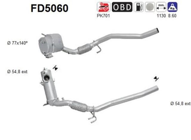 Filtro antiparticolato DPF filtro antiparticolato diesel AS FD5060 Cordierit per VW GOLF PLUS
