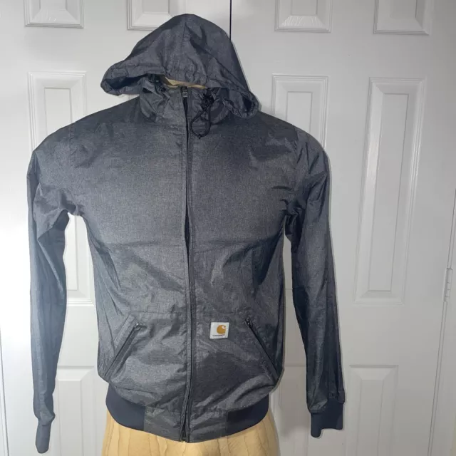 Carhartt Waterproof Breathable Stone Hooded Jacket Windbreaker Gray Men Size S