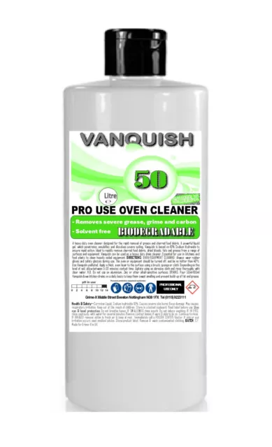 1 Litre Vanquish 50 Pro Heavy Duty Oven BIO Cleaner Fat Carbon Grease Burnt Food