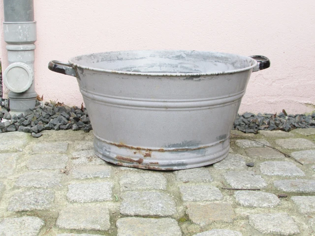 ALTE RUNDE EMAILWANNE Emaille Wanne keine Zinkwanne Pflanzkübel