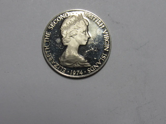 British Virgin Islands Coin - 1974 FM 25 Cents - Proof, scratches