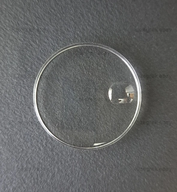 Vetro Orologio Plexi Trasparente Piatto Flat Top 29.1-32.7 Mm Con Anello - Nuovo