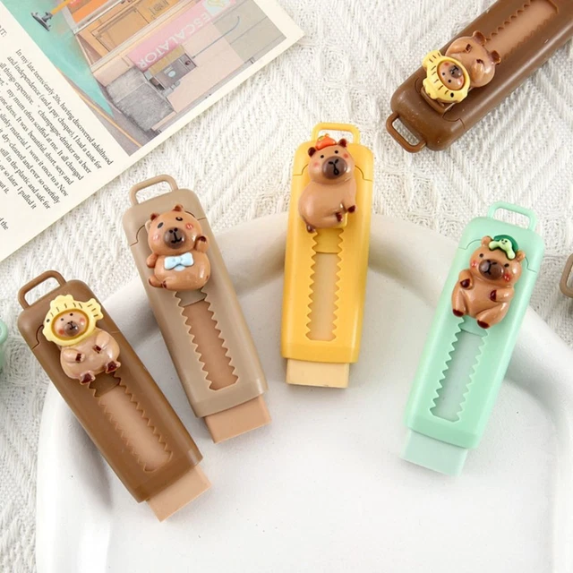 PORTABLE PUSH PULL Eraser Wiping Pencil Rubber Capybara Eraser School ...