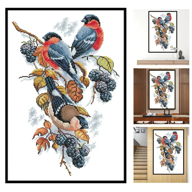 DIY Home Decor Red Bellies Magpies Cross Stitch Kit with Complete Tools